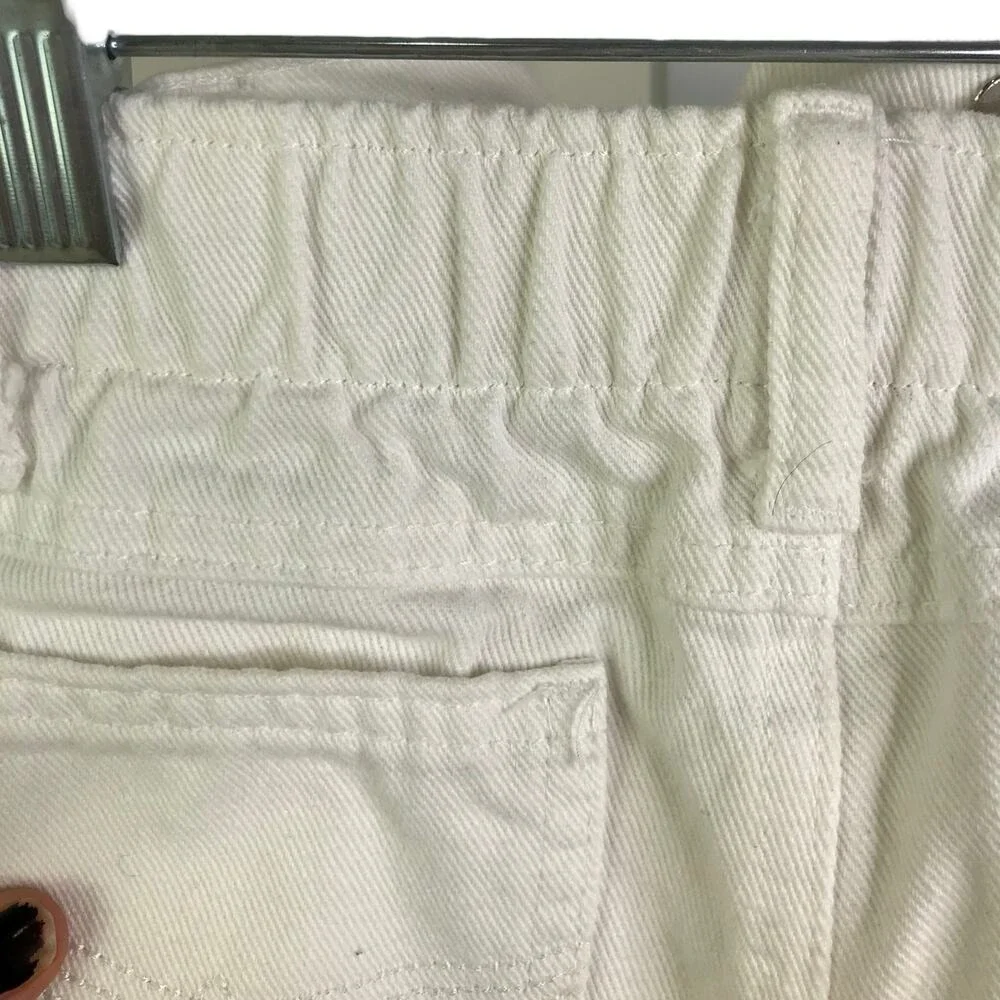 Tractor Girls White Denim Shorts Sz 6 American‎ Flag Frayed Cotton Patriotic USA
